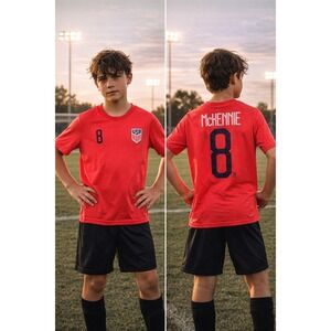 USA Soccer Weston McKennie Jersey TShirt Youth LG 14 16 Red Soccer Fan Gear